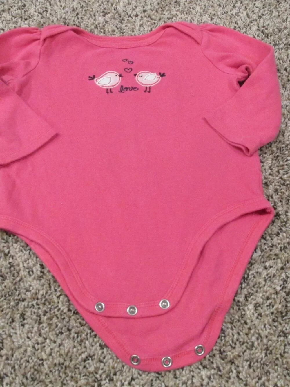 Jumping Beans 1 Pc Bodysuit Onesie Girls Size 18M Pink Long Sleeve Love Birds